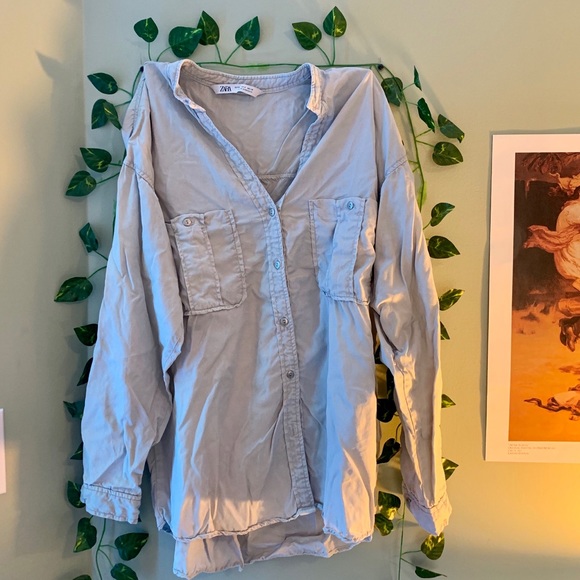 Grey Button Up Zara Shirt - Picture 2 of 7